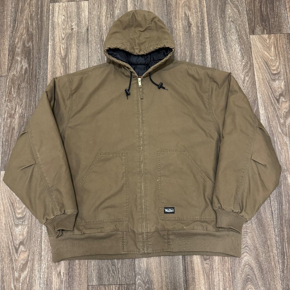 VTG Walls Dupont Kevlar Work Jacket Mens Large Brown Hooded Distressed Insulated
